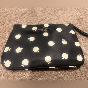 Kate Spade Black Wristlet with White Apple Design